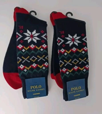 NUEVO x2Polo Ralph Lauren Calcetines Mezcla Lana Cachemira Talla 10-13 Talla Zapato 6-12,5 $35,00 Foto 1 de 4