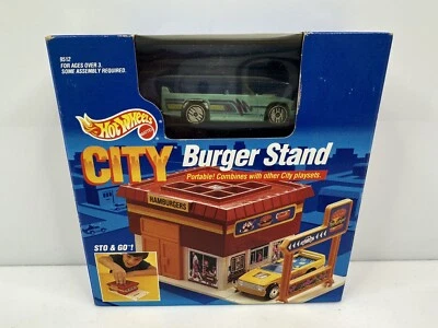 De colección 1990 Hot Wheels City Burger Stand & Mini Truck Azul  Foto 1 de 4