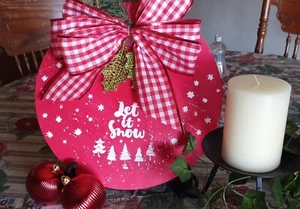 Holiday Sign Let It Snow Door Hanger, 12" X 12", Wood - Picture 1 of 3