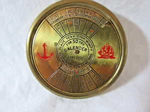 50 Year Perpetual Calendar 1981-2030 Brass Pocket Paperweight Desk collectable - Picture 1 of 3