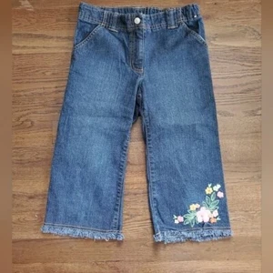 Vtg GYMBOREE OUTLET Girls 10 tropical floral Denim capri - Picture 1 of 4