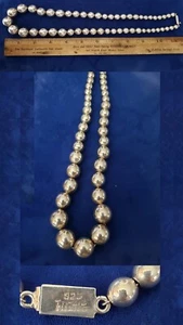 HEAVY TAXCO MEXICO STERLING SILVER BEAD NECKLACE CHAIN STRUNG 24" 88.3g nl139 - Picture 1 of 1