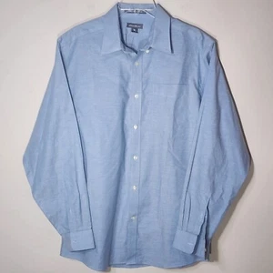 Eddie Bauer Dress Shirt Sz Large Blue Wrinkle Free Relax Button Down - Picture 1 of 14