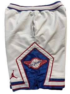 VINTAGE AIR JORDAN Basketball Wings Logo Jumpman Shorts Blue/White/Yellow M - Picture 1 of 10