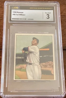 Bowman #98 Ted Williams 1950 (DEC'D HOF) - CSG. 3 VG CENTRADO Y MUY BONITO!! Foto 1 de 2