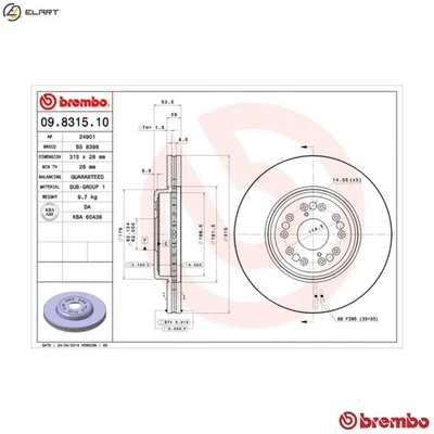 2x BRAKE DISC 09.8315.10 FOR LEXUS 1UZ-FE 4.0L 8cyl LS - Image 1 of 4