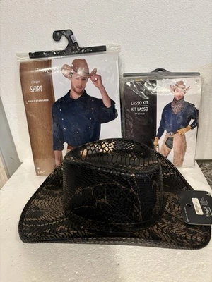 Disfraz de Vaquero Adulto Talla L Incluye Camisa, Sombrero y 7 Piezas Kit de Lazos Conjunto Está Nuevo con Etiquetas Foto 1 de 4