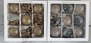 Dagmara Gold Silver Black Handcrafted Holiday Glass Ball Ornaments Poland BxR - Picture 1 of 11