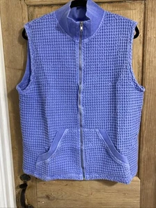 Fresh Produce Womens Vest Size XL Lavender Waffle Knit Full Zip Pockets - Picture 1 of 7