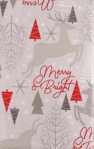 Merry Reindeer Winter Forest Collage Vinyl Flannel Backed Var Size Tablecloth - Picture 1 of 4