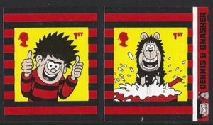 PAR DE FOLLETOS AUTOADHESIVOS DENNIS AND GNASHER GRAN BRETAÑA 2021 SIN MONTAR COMO NUEVO - Imagen 1 de 1