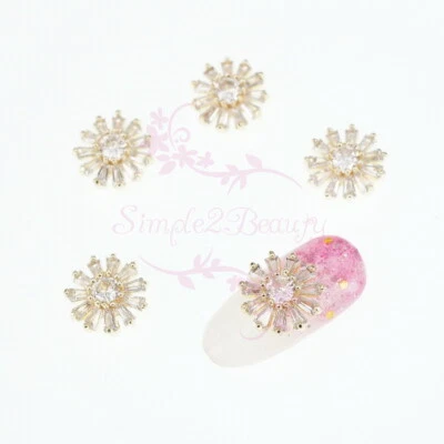 5 Dijes de Lujo Flor Cristal Circón Bling Arte en Uñas Joyería Manicura Metal Deco Foto 1 de 4