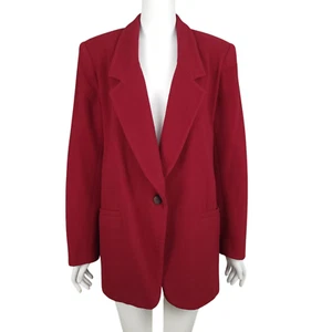 Blazer Lord & Taylor Vintage Para Mujer 8 Rojo Lana Cachemira Chaqueta Larga De Gran Tamaño - Imagen 1 de 13