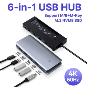 6 in 1 USB C Hub M.2 NVMe SSD Enclosure with 4K HDMI, USB 3.0 ,PD Charging Port - Afbeelding 1 van 7