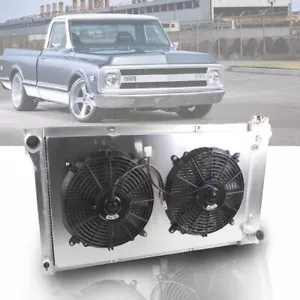 Radiator 4Row With 2Fan For 67-72 Chevy/GMC Pickup Truck C10 C20 C30 K10 K20 K30 - Picture 1 of 10