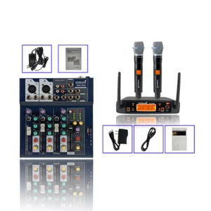 4 Channel Studio Mixer Live Sound DJ Mixing Console 2CH UHF Audio KTV Microphone - Picture 1 of 12