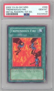 PSA 10 - Yu-Gi-Oh Card - MRD-088 - TREMENDOUS FIRE (c) *1st Edition* - GEM MINT - Picture 1 of 2