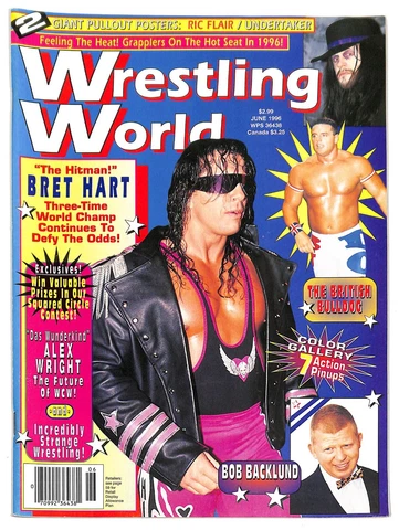 Bret Hart WRESTLING WORLD Magazine June 1996 wwf nwa wcw * NO POSTER Cover