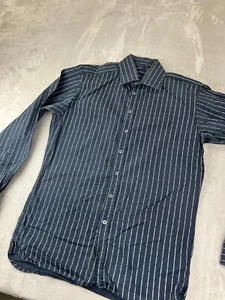 Burberry London Men's Logo Striped Button Up Shirt Size 15.5 / 39 Made in UK - Picture 1 of 12