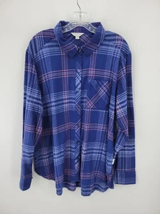 Top Orvis para mujer XXL azul a cuadros manga larga bolsillo abotonado tejido suave - Imagen 1 de 8