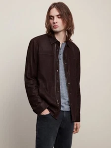 $1698 NWT John Varvatos Collection Snap front suede Shirt Jacket EU 52 USA 42 - Picture 1 of 12