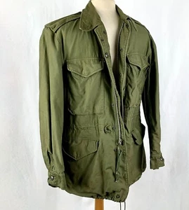 Vintage 1958 Army Military Coat S Reg Green Southern Athletic Sateen Cotton - Picture 1 of 12