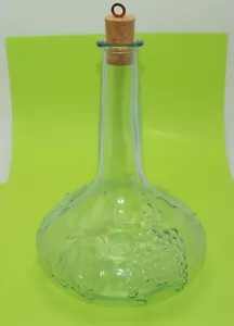 Vintage Clear Glass Genie Bottle or Vase w/ Grapevine & Leaves Pattern 10" Tall - Picture 1 of 7