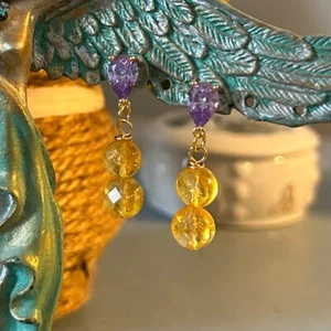 CZ und facettierter Citrin Ohrhänger von CurlanceCreations - Bild 1 von 4