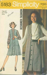 Vintage Misses' One Piece Dress & Vest Sewing Pattern S5183 Size 12 - Picture 1 of 1