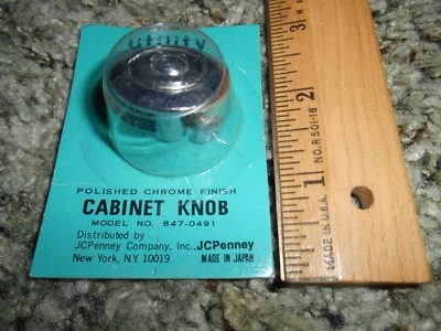 1 NOS Vintage Mid Century 1.1/8 Polished Chrome Drawer Knob Cabinet Pull Japan  - Image 1 of 4