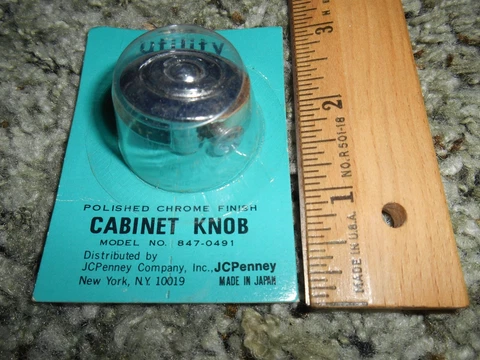 1 NOS Vintage Mid Century 1.1/8 Polished Chrome Drawer Knob Cabinet Pull Japan Cover