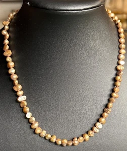 Bronze Freshwater Baroque Pearl Necklace 18" Adjustable Chain Lobster Clasp - Picture 1 of 5