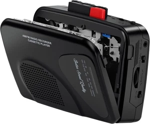 Reproductor de cassette grabadoras de cinta radio AM/FM, portátil negro  - Imagen 1 de 6