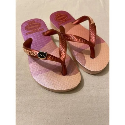 Havaianas Kids Top Kitty Cat Orange Pink Flip Flops Sandals US 9C EUR 25/26 - Image 1 of 4