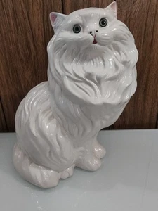 Vintage Ceramic White Persian Cat Figurine - Imagen 1 de 1