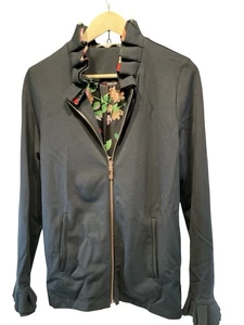 Soft Surroundings Jacke Philomena Rüschen Full Zip Small schwarz Blumenfutter - Bild 1 von 19