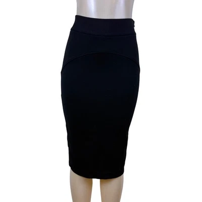 Diane VonFurstenberg Black Wool Blend Pencil Skirt High Waist Design Sz 4 - Image 1 of 4