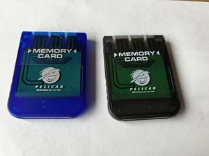 Pelican Memory Card Lot Of 2 Sony PlayStation 1 Original Translucent Blue Purple - Picture 1 of 1