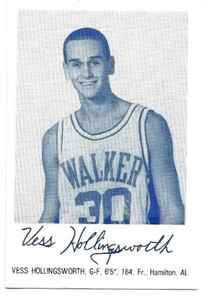 Vess Hollingsworth 1991-92 Walker College Basketball Schedule Card - Picture 1 of 2