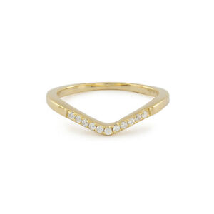 Sterling silver 925 gold plate thin cz cubic zirconia wishbone stacking ring