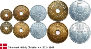 KMS Dänemark König Christian X.   _1912 - 1947_ LOT mit Alumünzen - Picture 1 of 1