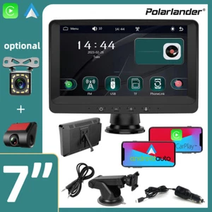 7"Portable Wireless Apple CarPlay Android Auto Touch Screen Car Radio Stereo Cam - Picture 1 of 12