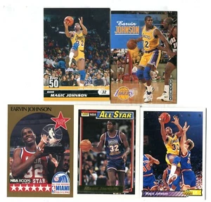 Magic Johnson 5 Card Basketball Card Lot HOF MSU LA LOS ANGELES LAKERS (LOT 10) - Picture 1 of 1
