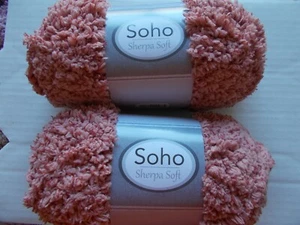  Soho Sherpa Soft fuzzy super bulky yarn, Tea Rose, lot of 2 (43 yds ea) - Picture 1 of 2