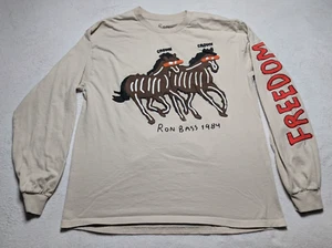 Camisa Ron Bass Horses Gráfica Manga Larga Grande Freedom Waves Corona Fuego - Imagen 1 de 11