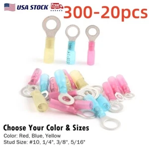 4 Sizes Heat Shrink Ring Terminals Wire Crimp Marine Connector Waterproof Kit - Picture 1 of 23