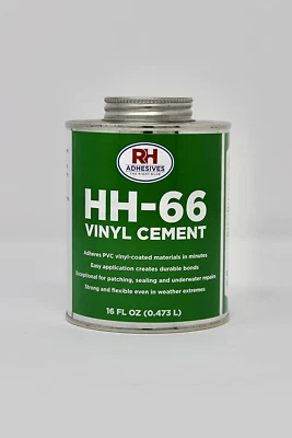 RH HH-66 PVC Vinyl Cement 16 Oz with Brush, Clear Waterproof Vinyl Adhesive Glue
