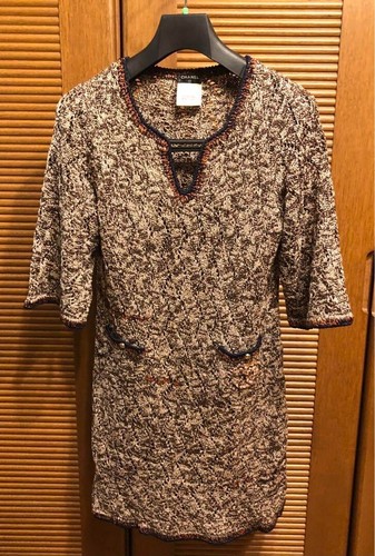 Abito donna CHANEL P40650K02999 misto tweed taglia 36 marrone Made in Italy