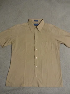 Vintage Towncraft Mens Short Sleeve Shirt Button Up Broadcloth Tan Beige 16.5 - Picture 1 of 10