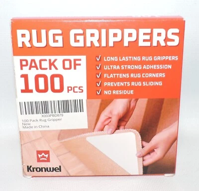 Rug Grippers PACK of 100, Prevents Sliding No Residue Carpet Mat Anti-Slip, NEW - Image 1 of 4